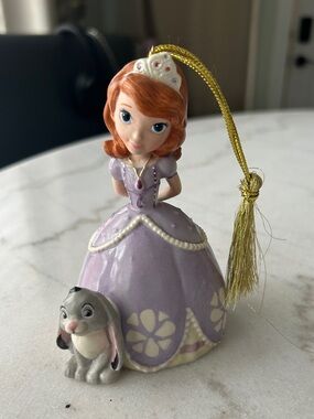 Lenox Purple Princess Ornament with Gold Tassel and Gray Bunny